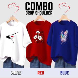 Drop shoulder T-shirt for Women 3 Pcs Combo